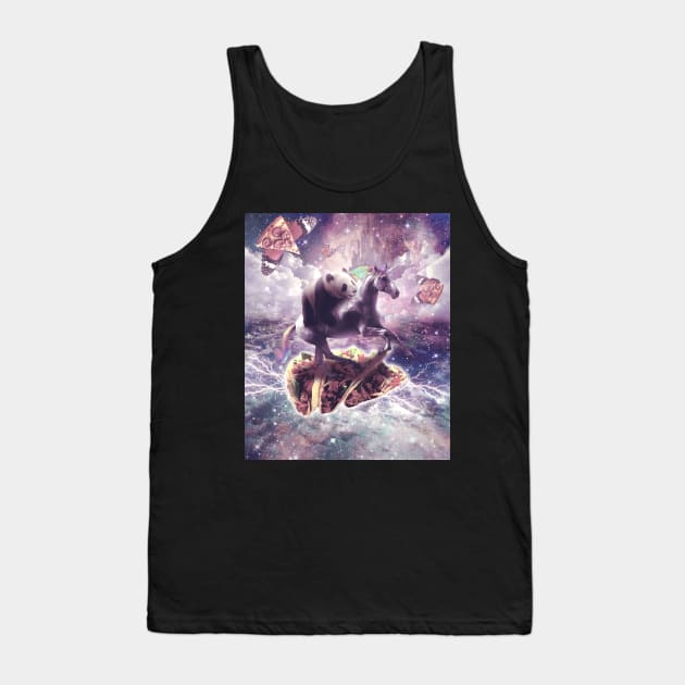 Space Panda Riding Unicorn - Pizza & Taco Tank Top by Random Galaxy